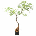 Árbol Artificial con Tronco Curvado y Hojas Verdes para Decoración Interior