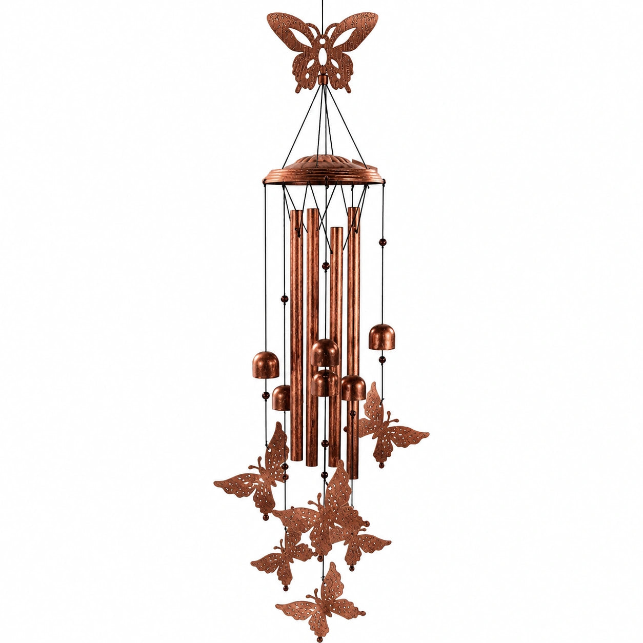 Campana de Viento con Motivo de Mariposas para Exteriores, Bronce
