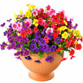 Arreglo de Flores Artificiales de Petunia en Maceta de Terracota Multicolor