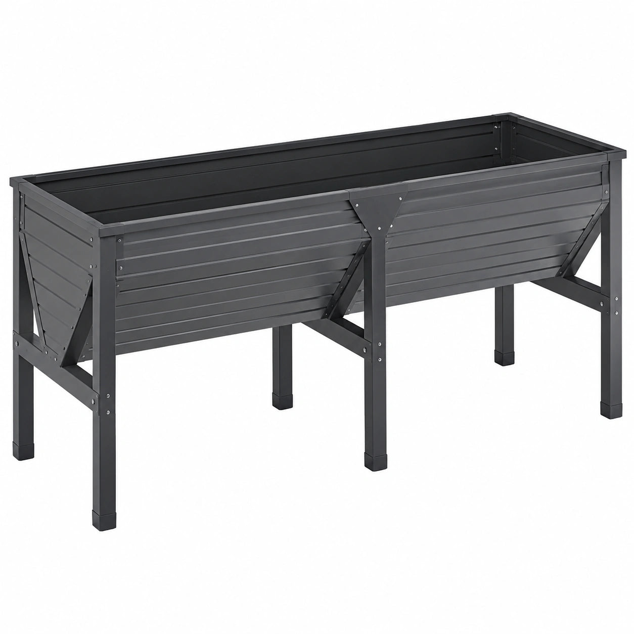 Jardinera elevada metálica gris 100x30x80 cm para exteriores