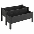 Jardinera Elevada Negra para Exterior con Drenaje