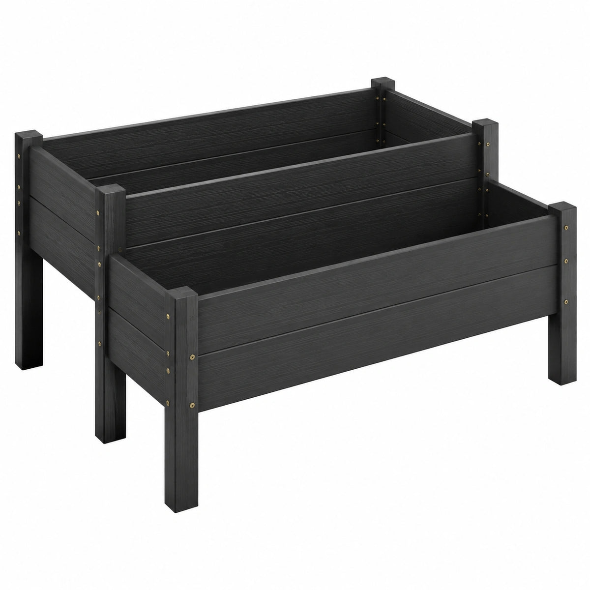 Jardinera Elevada Negra para Exterior con Drenaje