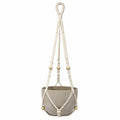 Macetero Colgante de Macramé Beige con Soporte Cerámico