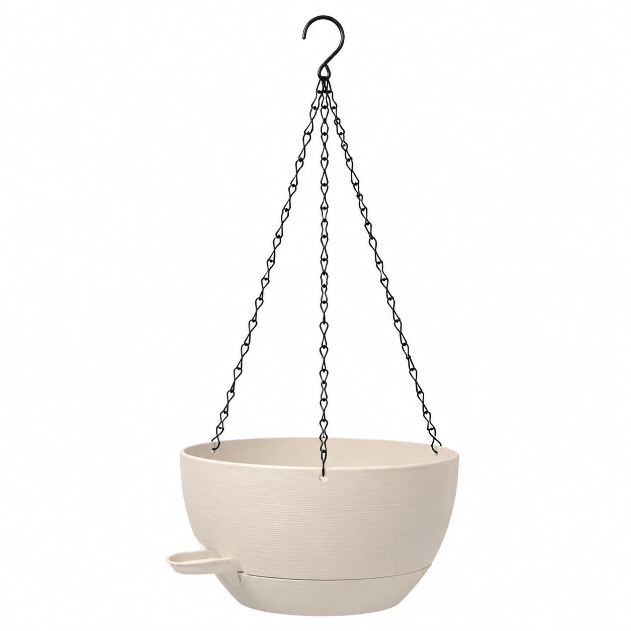 Macetero Colgante Beige con Drenaje y Cadena Metálica